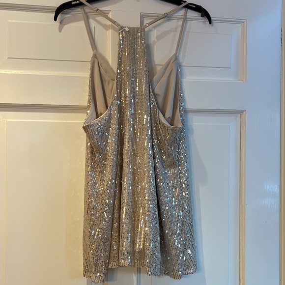 Sequin Camisole Top NWT Champagne color, flow-y A-line - Picture 2 of 6